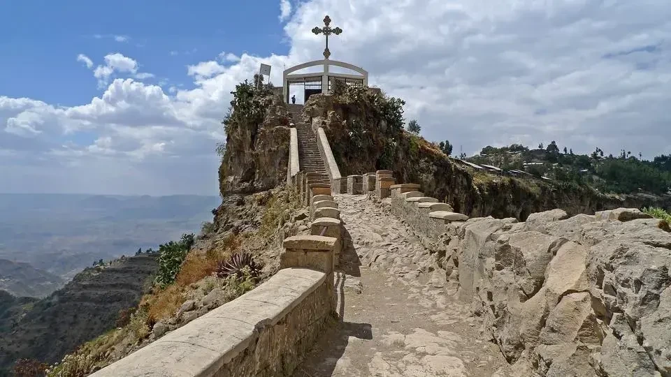 Remote mountain fortress-monastery of Amba Geshen, Ethiopia