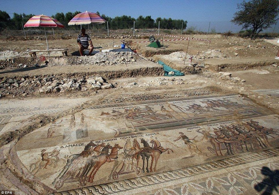 Excavated Roman-era mosaic in Cyprus