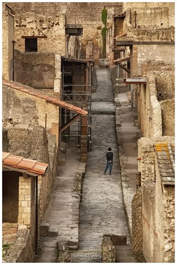 Excavated street in Herculaneum, near Pompeii, Italy